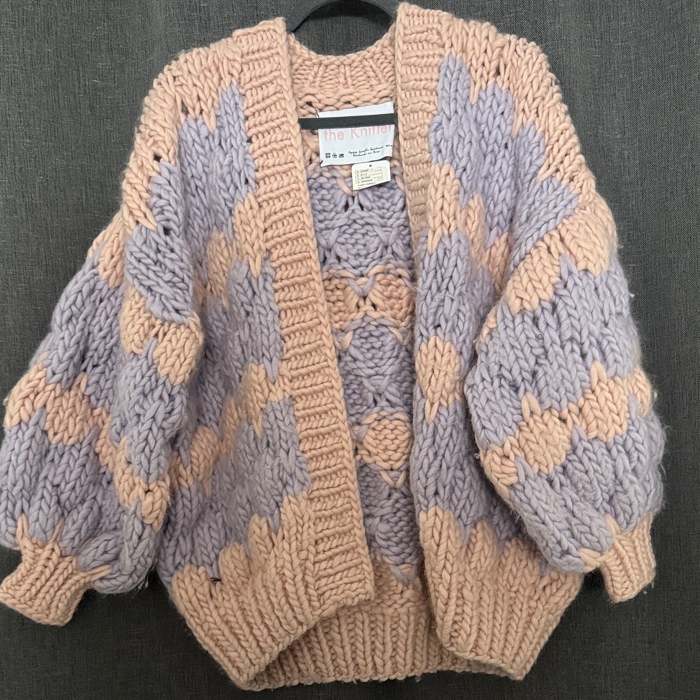 The Knitter x free people Chunky Knit Cardigan - pink & lavender 🩷💜